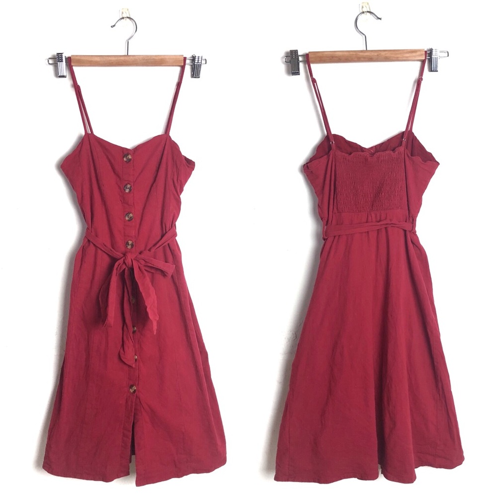 Showpo red button down spaghetti strap sun dress